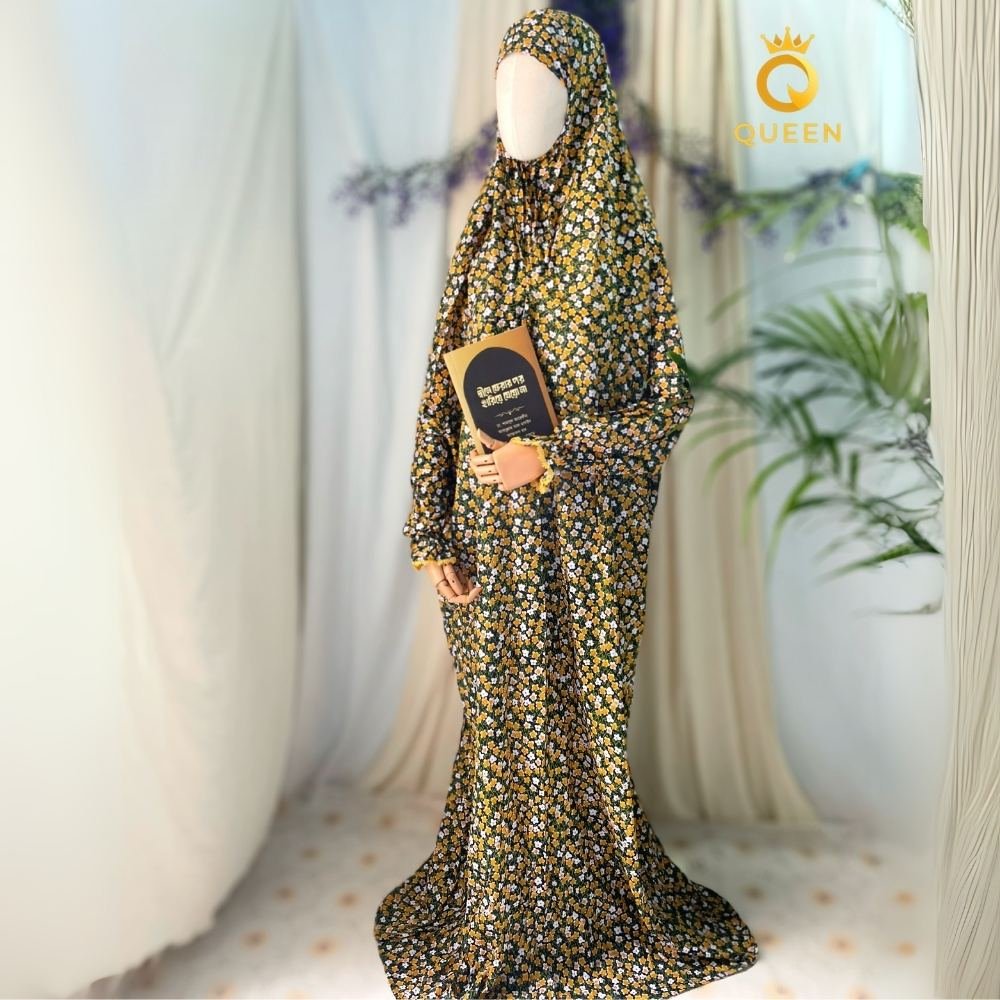 Full Length Salat Khimar (Black Orange)